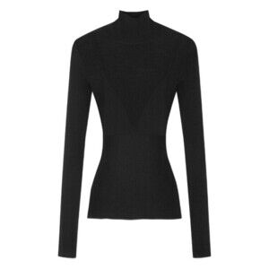 Versace Fitted Long-Sleeved Ribbed Knit Top - NWT